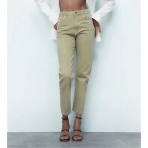 Zara Khaki Straight Leg Jeans - High Rise - Size 4